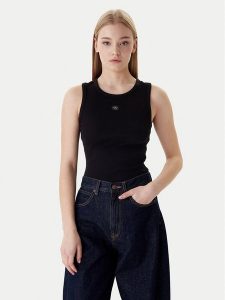Calvin Klein Top LV047C201G Czarny Slim Fit. Czarne topy Calvin Klein, xxs, bez wzorów, z bawełny, bez kołnierzyka, bez ramiączek. Za 129,99 zł.