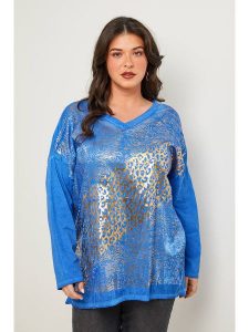 Curvy Lady Koszulka w kolorze złoto-niebieskim rozmiar: 48/50. Niebieskie bluzki Curvy Lady, bez wzorów, klasyczne, bez kołnierzyka, bez ramiączek. Za 140,53 zł.