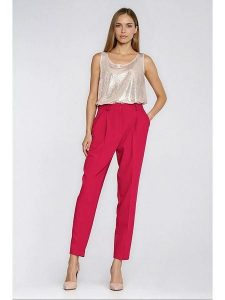 Nife Spodnie w kolorze czerwonym rozmiar: 36. Czerwone spodnie z wysokim stanem Nife, bez wzorów, z materiału, z podwyższonym stanem. Za 150,02 zł.