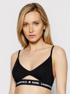 KARL LAGERFELD Biustonosz braletka Peephole Logo 211W2101 Czarny. Czarne biustonosze KARL LAGERFELD, bez wzorów, z lyocellu. Za 139,99 zł.