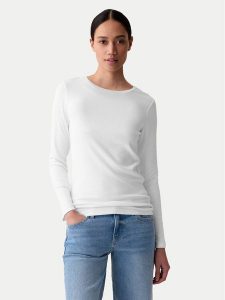 Gap Bluzka 540609-04 Biały Slim Fit. Białe bluzki GAP, xxs, bez wzorów, z bawełny, bez kołnierzyka, bez ramiączek. Za 89,99 zł.