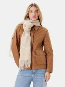 Tommy Hilfiger Szalik Script Logo AW0AW17786 Beżowy. Brązowe rękawiczki TOMMY HILFIGER, bez wzorów, z materiału. Za 389,99 zł.