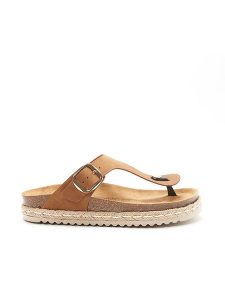 Mandel Japonki "Gala" w kolorze jasnobrązowym rozmiar: 39. Brązowe klapki Mandel, bez wzorów, z otwartym noskiem, bez obcasa. Za 136,13 zł.