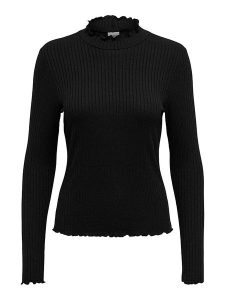 JDY Koszulka "Fransiska" w kolorze czarnym rozmiar: M. Czarne bluzki JDY, m, bez wzorów, prążkowane, bez kołnierzyka, bez ramiączek. Za 52,55 zł.