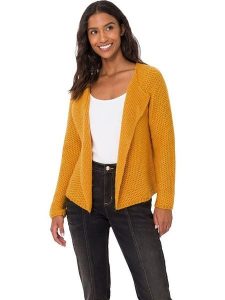 Heine Kardigan w kolorze pomarańczowym rozmiar: 36. Pomarańczowe kardigany Heine, bez wzorów, ze splotem, bez ramiączek. Za 48,05 zł.