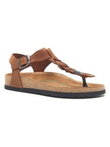 Comfortfusse Skórzane sandały w kolorze brązowym rozmiar: 40. Brązowe sandały Comfortfüße, bez wzorów, ze skóry, z otwartym noskiem, bez obcasa, bez zapięcia. Za 239,99 zł.
