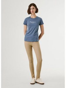 Pepe Jeans Koszulka "New Virginia" w kolorze szaroniebieskim rozmiar: XL. Niebieskie bluzki Pepe Jeans, xl, bez wzorów, z jeansu, bez kołnierzyka, bez ramiączek. Za 100,04 zł.