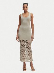 Simona Corsellini Sukienka dzianinowa P26CPABO0301 Szary Slim Fit. Szare sukienki SIMONA CORSELLINI, bez wzorów, z dzianiny, bez kołnierzyka, bez ramiączek. Za 668,99 zł.
