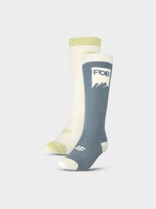 4F Skarpety snowboardowe (2-pack) damskie - multikolor 35-38. Brązowe skarpetki 4f, bez wzorów, z elastanu. W wyprzedaży za 79,99 zł.