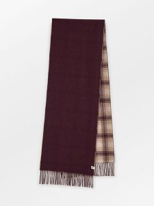 Becksöndergaard Wełniany szal w kolorze bordowo-beżowym - 220 x 37 cm rozmiar: onesize. Czerwone szaliki Becksöndergaard, bez wzorów, z materiału. Za 217,99 zł.
