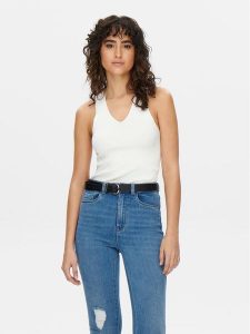 JDY Top Sabrina 15258897 Biały Slim Fit. Białe topy JDY, m, bez wzorów, z wiskozy, bez kołnierzyka, bez ramiączek. Za 59,99 zł.