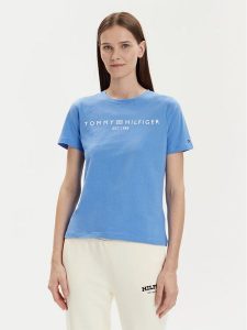 Tommy Hilfiger T-Shirt Logo WW0WW40276 Niebieski Regular Fit. Niebieskie t-shirty TOMMY HILFIGER, xs, bez wzorów, z bawełny, bez kołnierzyka, bez ramiączek. Za 149,99 zł.