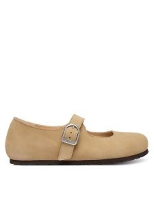 Birkenstock Baleriny Santa Clarita 1031613 Beżowy. Brązowe balerinki Birkenstock, bez wzorów, ze skóry, bez obcasa, bez zapięcia. Za 461,99 zł.