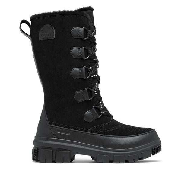 Śniegowce Sorel. Czarne buty zimowe Sorel, bez obcasa, bez zapięcia. Za 619,99 zł.
