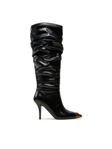 PINKO Kozaki Lucy 15 SD0179 P043 Czarny. Czarne kozaki Pinko, bez wzorów, ze skóry, bez obcasa, na szpilce, bez zapięcia. Za 609,00 zł.