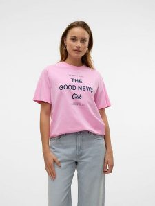 Vero Moda Koszulka "Katrine" w kolorze jasnoróżowym rozmiar: M. Różowe bluzki Vero Moda, m, bez wzorów, z bawełny, bez kołnierzyka, bez ramiączek. Za 57,06 zł.
