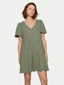 Vila Sukienka letnia Libre 14095564 Khaki Regular Fit. Brązowe kombinezony Vila, na lato, m, bez wzorów, z bawełny, bez kołnierzyka, bez ramiączek. Za 99,99 zł.