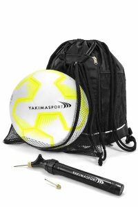 Zestaw piłkarski Yakimasport plecak z siatką + piłka nożna r.4 + pompka. Żółte plecaki YAKIMASPORT. Za 99,99 zł.