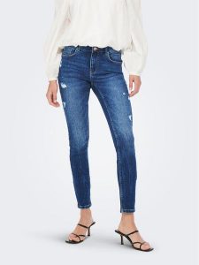 ONLY Jeansy 15259128 Niebieski Skinny Fit. Niebieskie jeansy ONLY, bez wzorów, z bawełny. Za 89,99 zł.