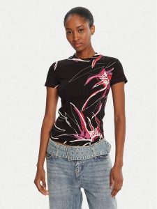 Desigual T-Shirt Lala 25WWTK16 Czarny Regular Fit. Czarne t-shirty Desigual, s, bez wzorów, z wiskozy, bez kołnierzyka, bez ramiączek. Za 169,99 zł.