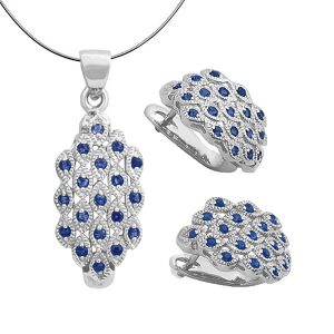 PAVO Komplet srebrnej biżuterii kolczyki naszyjnik szafiry 2,3 ct. Szare naszyjniki Braccatta, z szafirem, metalowe. Za 649,00 zł.