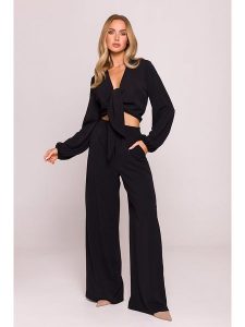 Made of emotion Spodnie w kolorze czarnym rozmiar: XL. Czarne spodnie z wysokim stanem Made Of Emotion, bez wzorów, z materiału, z podwyższonym stanem. Za 162,49 zł.