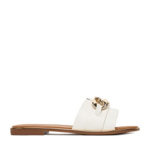 Klapki JENNY. Brązowe klapki Jenny, bez wzorów, bez obcasa. Za 89,99 zł.