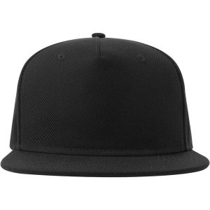 Czapka Z Daszkiem Unisex 5 Panel Snapback Dla Dorosłych. Czarne czapki ATLANTIS, bez wzorów. Za 53,99 zł.