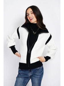 ASSUILI Kardigan w kolorze biało-czarnym rozmiar: 34. Białe kardigany Assuili, z kaszmiru. Za 157,73 zł.