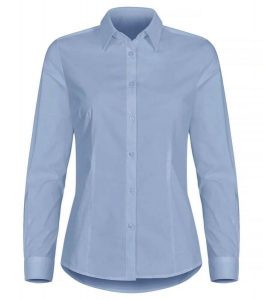 Clique Stretch Shirt L/S Women - koszula stretch z długim rękawem. Niebieskie koszule CLIQUE, l, bez wzorów, z bawełny, bez kołnierzyka, bez ramiączek. Za 200,07 zł.