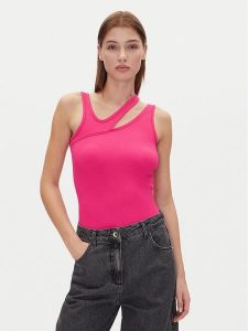 HUGO Top Datruss 50537044 Różowy Slim Fit. Czerwone topy Hugo, m, bez wzorów, z syntetyku, bez kołnierzyka, bez ramiączek. Za 198,99 zł.