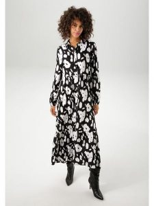 Aniston Sukienka w kolorze czarno-białym rozmiar: 38. Białe sukienki Aniston, na co dzień, bez wzorów, z wiskozy, bez kołnierzyka, bez ramiączek, maxi, proste. Za 95,99 zł.