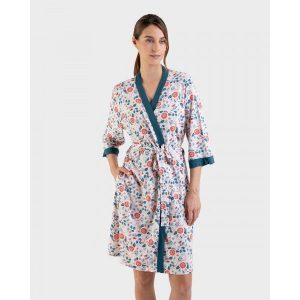 Szlafrok damski rozm. L Massana L226248. Brązowe piżamy Massana Homewear, bez wzorów, z bawełny, bez ramiączek. Za 349,00 zł.