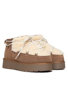 Gooce Skórzane botki "Willem" w kolorze jasnobrązowym rozmiar: 39. Brązowe botki Gooce, bez wzorów, z wełny, bez obcasa, na platformie, bez zapięcia. Za 217,99 zł.