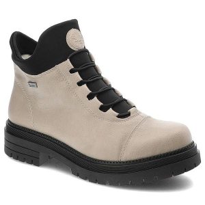 Beżowe Botki Rieker Skórzane Ocieplane Buty Damskie. Brązowe botki Rieker, bez wzorów, z jeansu, bez obcasa, na obcasie, bez zapięcia. Za 331,99 zł.