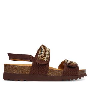 Sandały Scholl. Brązowe sandały Scholl, bez wzorów, bez obcasa, na płaskiej podeszwie, bez zapięcia. Za 344,99 zł.