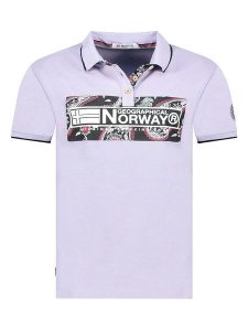 Geographical Norway Koszulka polo w kolorze fioletowym rozmiar: XXL. Różowe bluzki Geographical Norway, xxl, bez wzorów, z bawełny, bez kołnierzyka, bez ramiączek. Za 87,81 zł.