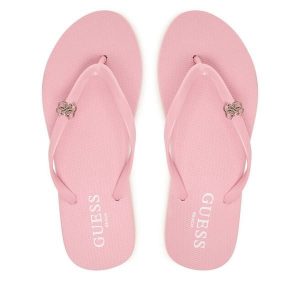 Japonki Guess. Czerwone klapki Guess, z aplikacjami, bez obcasa. Za 179,99 zł.