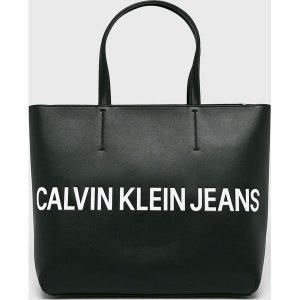 Calvin Klein Jeans - Torebka. Czarne torebki klasyczne marki Calvin Klein Jeans, z jeansu. Za 549,90 zł.