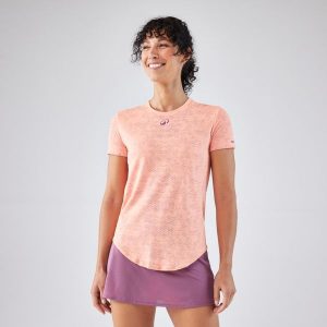 Koszulka do padla damska krótki rękaw Kuikma PTS Dry. Brązowe bluzki KUIKMA, s, bez wzorów, z materiału, sportowe, bez kołnierzyka, bez ramiączek. Za 74,99 zł.