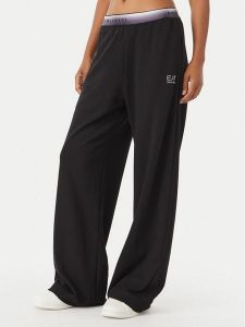 EA7 Emporio Armani Spodnie dresowe 7W001517 AF12501 UC001 Czarny Wide Leg. Czarne spodnie dresowe EA7 Emporio Armani, m, bez wzorów, z dresówki. Za 417,99 zł.