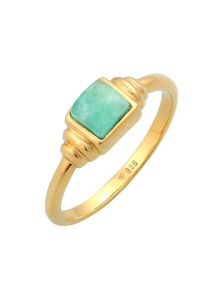 Elli PREMIUM Damski soliter Vintage kwadrat z amazonitem w pozłacanym srebrze 925 Sterling Silver Pierścionki 1 ct. Szare pierścionki Elli PREMIUM, pozłacane. Za 333,99 zł.