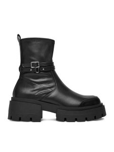 DeeZee Botki W4LH101008D Czarny. Czarne botki DeeZee, bez wzorów, z materiału, bez obcasa, na płaskiej podeszwie, bez zapięcia. Za 219,99 zł.