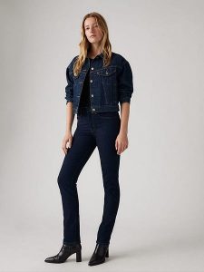 Levi's Dżinsy "724" - Slim fit - w kolorze granatowym rozmiar: W27/L28. Niebieskie jeansy Levi's®, z aplikacjami, ze skóry, z podwyższonym stanem. Za 220,27 zł.
