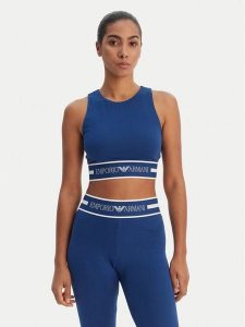 Emporio Armani Underwear Top EW002960 AF19023 UB078 Granatowy Slim Fit. Niebieskie topy Emporio Armani Underwear, l, bez wzorów, z bawełny, bez kołnierzyka, bez ramiączek. Za 198,99 zł.