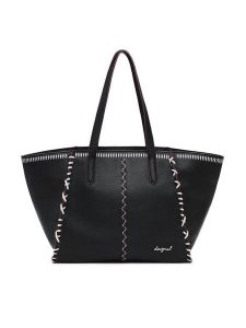 Desigual Torebka 25WAXP95 Czarny. Czarne shopper bag Desigual, bez wzorów, ze skóry, bez dodatków. Za 259,99 zł.