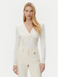 BOSS Bluzka Eulori 50534546 Beżowy Slim Fit. Brązowe bluzki Boss, xl, bez wzorów, z wiskozy, bez kołnierzyka, bez ramiączek. Za 389,99 zł.