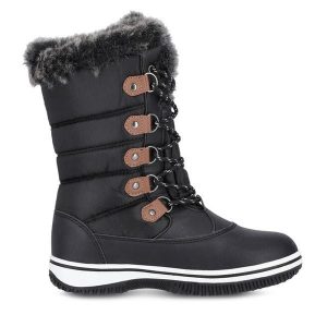 Śniegowce MOLS. Czarne buty zimowe MOLS, bez obcasa, bez zapięcia. Za 569,99 zł.