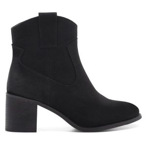 Kowbojki Jenny Fairy. Czarne botki Jenny Fairy, bez wzorów, bez obcasa, na słupku, bez zapięcia. Za 139,99 zł.