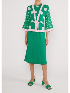 Blutsgeschwister Kardigan "Mingle Mangleartistic" w kolorze zielono-jasnoróżowym rozmiar: L. Zielone kardigany Blutsgeschwister, z bawełny. Za 195,31 zł.